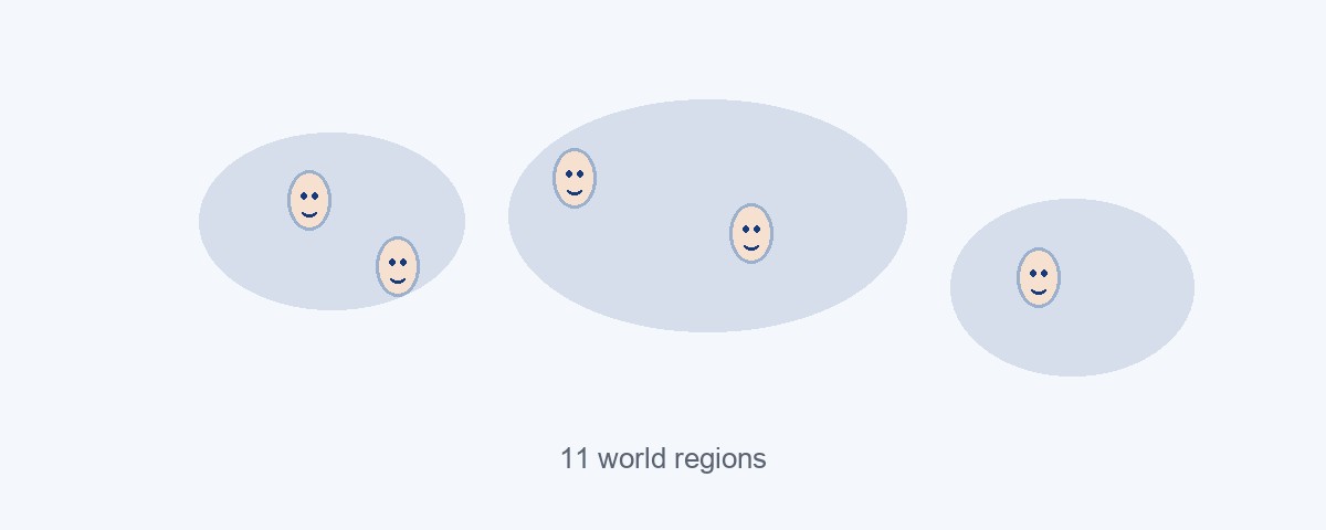 Map showing the attractiveness halo effect found across 11 world regions
